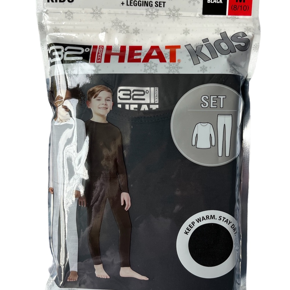 Kids Black 32 Degrees Long Sleeve Crew Neck & Legging Set Size Medium (8/10)